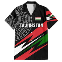 Tajikistan Marco Polo Sheep Family Matching Off The Shoulder Long Sleeve Dress and Hawaiian Shirt with Black Red Green Tribal Flag Pattern