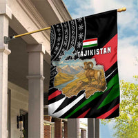Tajikistan Marco Polo Sheep Garden Flag with Black Red Green Tribal Flag Pattern