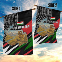 Tajikistan Marco Polo Sheep Garden Flag with Black Red Green Tribal Flag Pattern