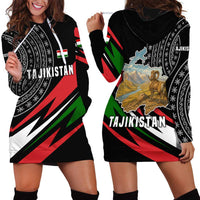 Tajikistan Marco Polo Sheep Hoodie Dress with Black Red Green Tribal Flag Pattern