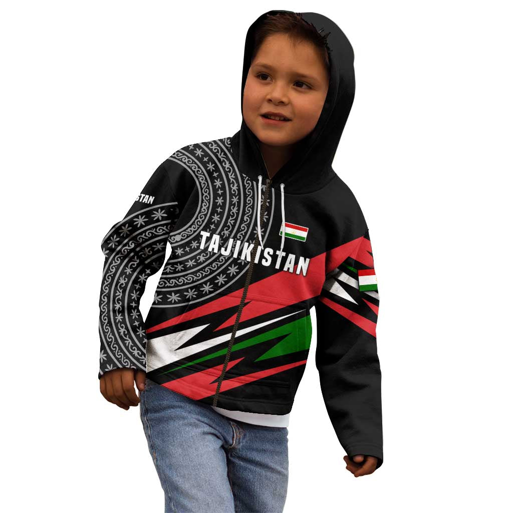Tajikistan Marco Polo Sheep Kid Hoodie with Black Red Green Tribal Flag Pattern