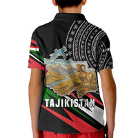 Tajikistan Marco Polo Sheep Kid Polo Shirt with Black Red Green Tribal Flag Pattern