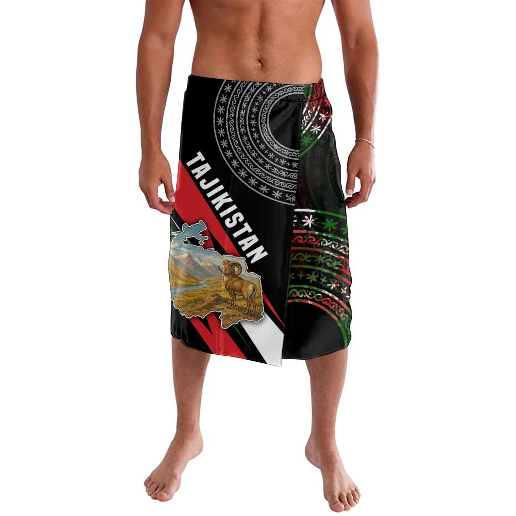 Tajikistan Marco Polo Sheep Lavalava with Black Red Green Tribal Flag Pattern