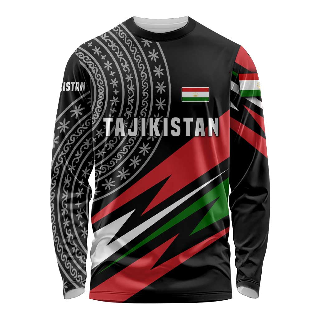 Tajikistan Marco Polo Sheep Long Sleeve Shirt with Black Red Green Tribal Flag Pattern