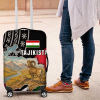 Tajikistan Marco Polo Sheep Luggage Cover with Black Red Green Tribal Flag Pattern