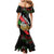Tajikistan Marco Polo Sheep Mermaid Dress with Black Red Green Tribal Flag Pattern