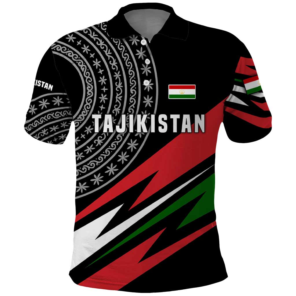 Tajikistan Marco Polo Sheep Polo Shirt with Black Red Green Tribal Flag Pattern
