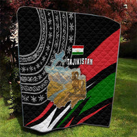Tajikistan Marco Polo Sheep Quilt with Black Red Green Tribal Flag Pattern