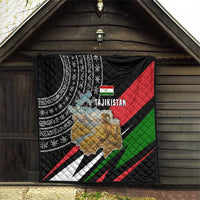 Tajikistan Marco Polo Sheep Quilt with Black Red Green Tribal Flag Pattern