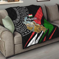 Tajikistan Marco Polo Sheep Quilt with Black Red Green Tribal Flag Pattern
