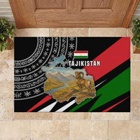 Tajikistan Marco Polo Sheep Rubber Doormat with Black Red Green Tribal Flag Pattern