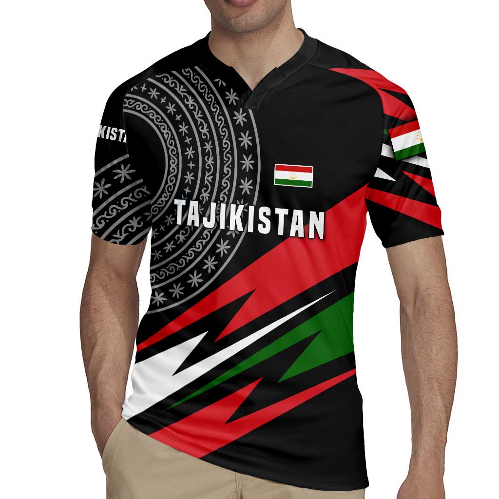 Tajikistan Marco Polo Sheep Rugby Jersey with Black Red Green Tribal Flag Pattern