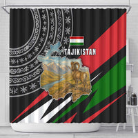 Tajikistan Marco Polo Sheep Shower Curtain with Black Red Green Tribal Flag Pattern