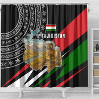 Tajikistan Marco Polo Sheep Shower Curtain with Black Red Green Tribal Flag Pattern