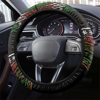 Tajikistan Marco Polo Sheep Steering Wheel Cover with Black Red Green Tribal Flag Pattern