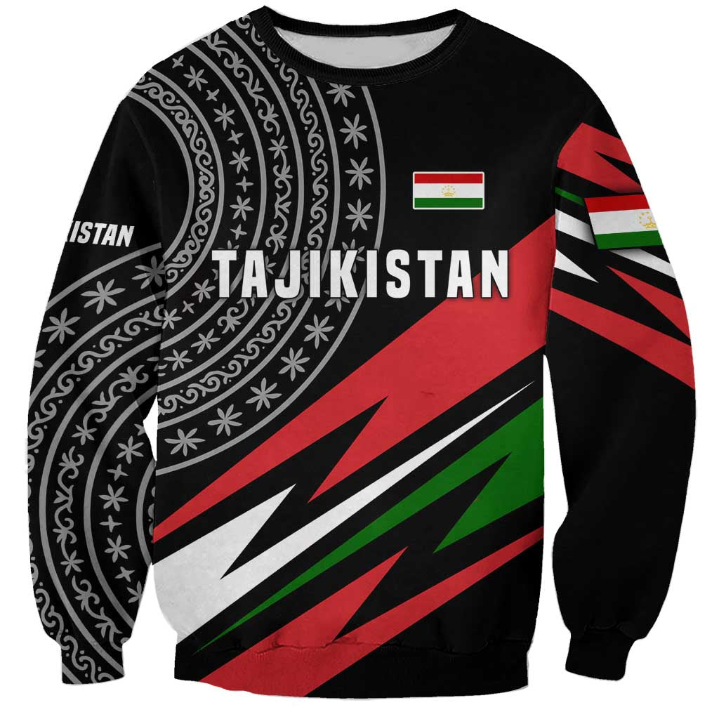 Tajikistan Marco Polo Sheep Sweatshirt with Black Red Green Tribal Flag Pattern
