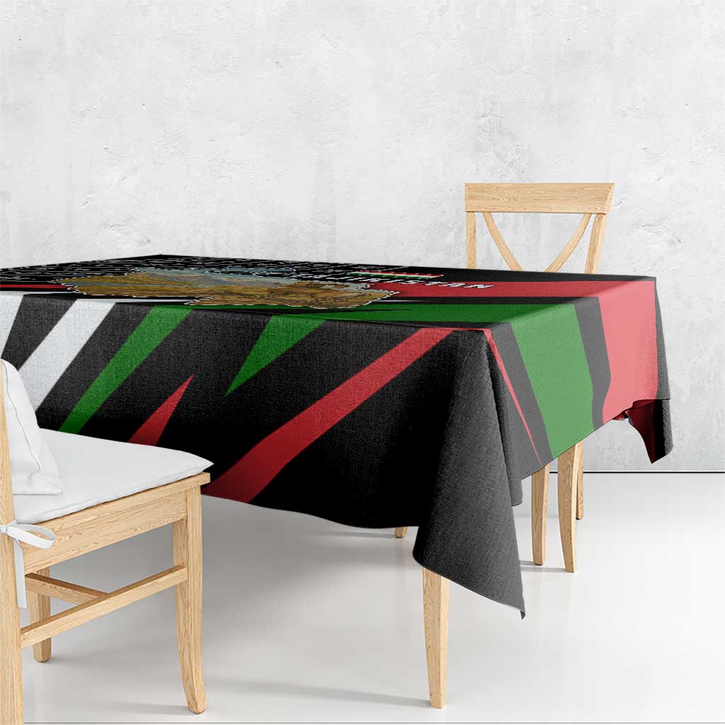 Tajikistan Marco Polo Sheep Tablecloth with Black Red Green Tribal Flag Pattern