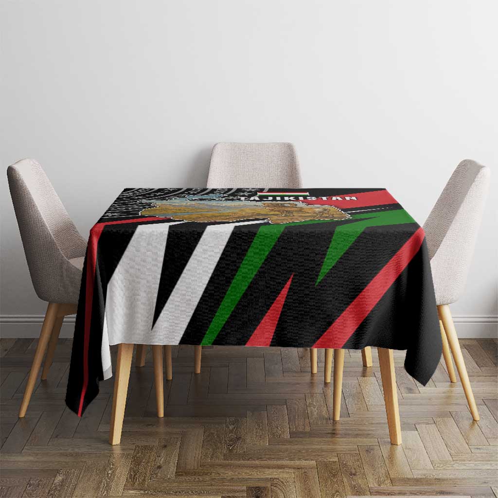Tajikistan Marco Polo Sheep Tablecloth with Black Red Green Tribal Flag Pattern