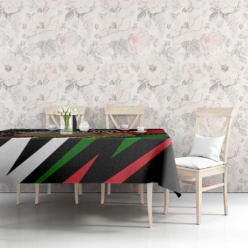 Tajikistan Marco Polo Sheep Tablecloth with Black Red Green Tribal Flag Pattern