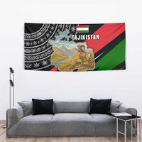 Tajikistan Marco Polo Sheep Tapestry with Black Red Green Tribal Flag Pattern
