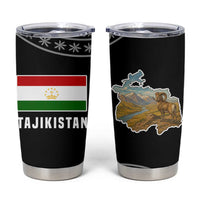 Tajikistan Marco Polo Sheep Tumbler Cup with Black Red Green Tribal Flag Pattern