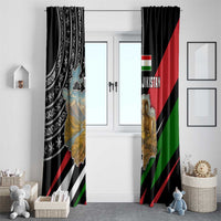 Tajikistan Marco Polo Sheep Window Curtain with Black Red Green Tribal Flag Pattern