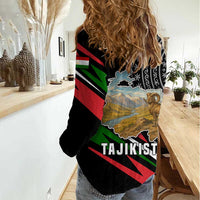 Tajikistan Marco Polo Sheep Women Casual Shirt with Black Red Green Tribal Flag Pattern