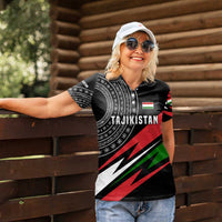 Tajikistan Marco Polo Sheep Women Polo Shirt with Black Red Green Tribal Flag Pattern
