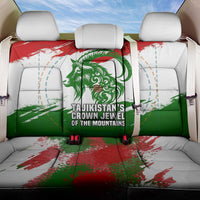 Tajikistan Back Car Seat Cover Markhor with Red Green White Brushstroke Flag with Mountain Goat Design