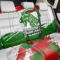 Tajikistan Back Car Seat Cover Markhor with Red Green White Brushstroke Flag with Mountain Goat Design