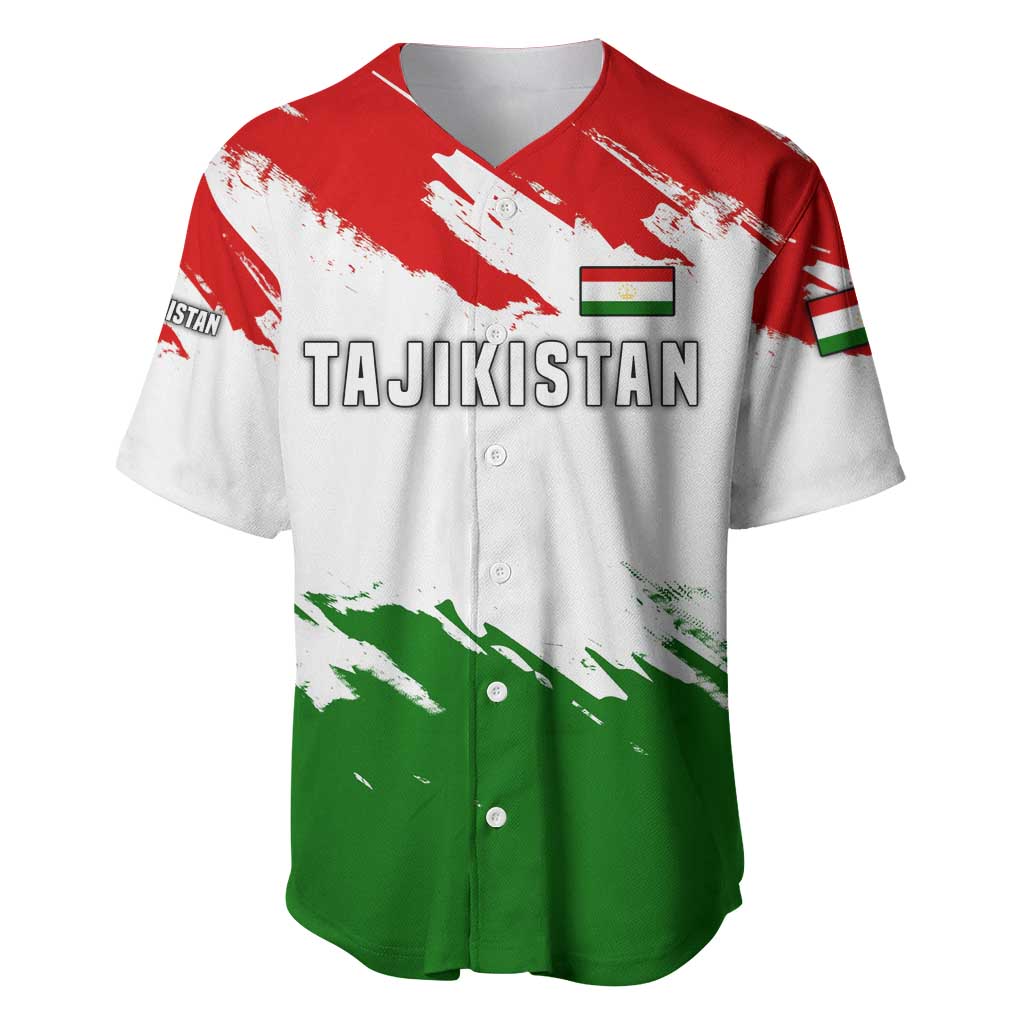 Tajikistan Baseball Jersey Markhor with Red Green White Brushstroke Flag with Mountain Goat Design