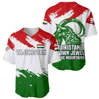 Tajikistan Baseball Jersey Markhor with Red Green White Brushstroke Flag with Mountain Goat Design