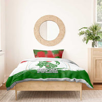 Tajikistan Bedding Set Markhor with Red Green White Brushstroke Flag with Mountain Goat Design