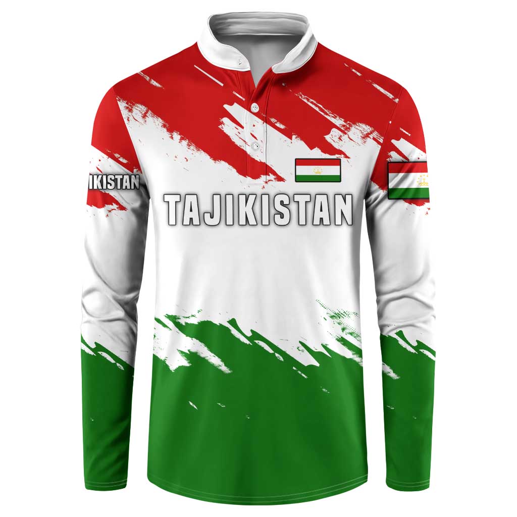 Tajikistan Button Sweatshirt Markhor with Red Green White Brushstroke Flag with Mountain Goat Design