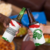 Tajikistan 4 in 1 Can Cooler Tumbler Markhor with Red Green White Brushstroke Flag with Mountain Goat Design