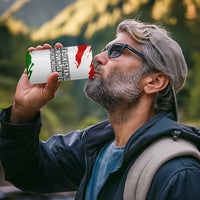 Tajikistan 4 in 1 Can Cooler Tumbler Markhor with Red Green White Brushstroke Flag with Mountain Goat Design