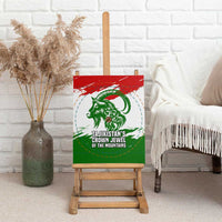 Tajikistan Canvas Wall Art Markhor with Red Green White Brushstroke Flag with Mountain Goat Design