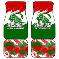 Tajikistan Car Mats Markhor with Red Green White Brushstroke Flag with Mountain Goat Design