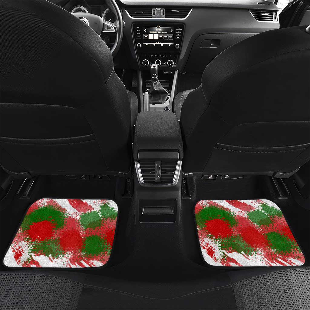 Tajikistan Car Mats Markhor with Red Green White Brushstroke Flag with Mountain Goat Design