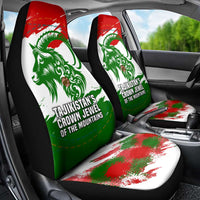 Tajikistan Car Seat Cover Markhor with Red Green White Brushstroke Flag with Mountain Goat Design