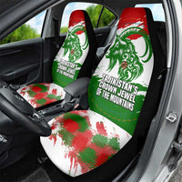 Tajikistan Car Seat Cover Markhor with Red Green White Brushstroke Flag with Mountain Goat Design