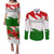 Tajikistan Couples Matching Puletasi and Long Sleeve Button Shirt Markhor with Red Green White Brushstroke Flag with Mountain Goat Design