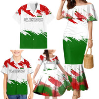 Tajikistan Family Matching Mermaid Dress and Hawaiian Shirt Markhor with Red Green White Brushstroke Flag with Mountain Goat Design