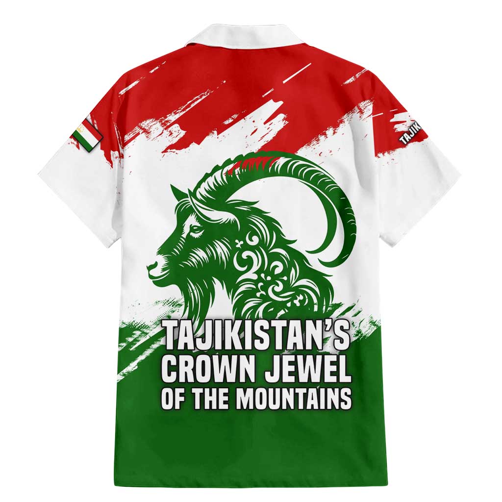 Tajikistan Family Matching Mermaid Dress and Hawaiian Shirt Markhor with Red Green White Brushstroke Flag with Mountain Goat Design