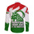 Tajikistan Family Matching Off The Shoulder Long Sleeve Dress and Hawaiian Shirt Markhor with Red Green White Brushstroke Flag with Mountain Goat Design