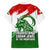 Tajikistan Family Matching Off Shoulder Short Dress and Hawaiian Shirt Markhor with Red Green White Brushstroke Flag with Mountain Goat Design