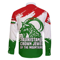 Tajikistan Family Matching Short Sleeve Bodycon Dress and Hawaiian Shirt Markhor with Red Green White Brushstroke Flag with Mountain Goat Design