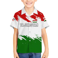 Tajikistan Family Matching Short Sleeve Bodycon Dress and Hawaiian Shirt Markhor with Red Green White Brushstroke Flag with Mountain Goat Design