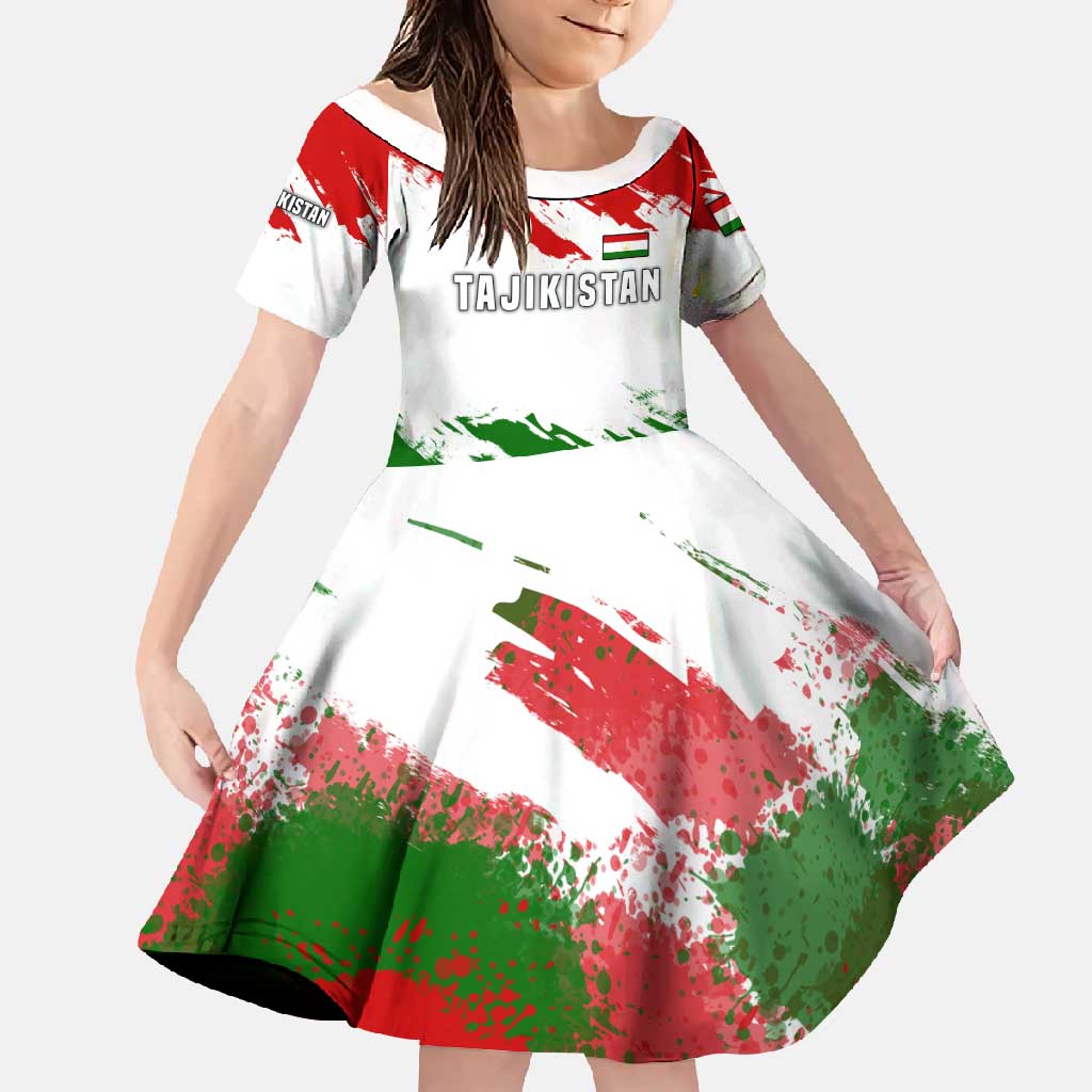 Tajikistan Family Matching Tank Maxi Dress and Hawaiian Shirt Markhor with Red Green White Brushstroke Flag with Mountain Goat Design