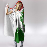 Tajikistan Hooded Blanket Markhor with Red Green White Brushstroke Flag with Mountain Goat Design